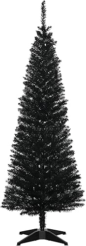 HOMCOM Árbol de Navidad artificial de 5 pies, árbol de Navidad delgado con 294 puntas de ramas realistas y soporte de plástico, color verde claro