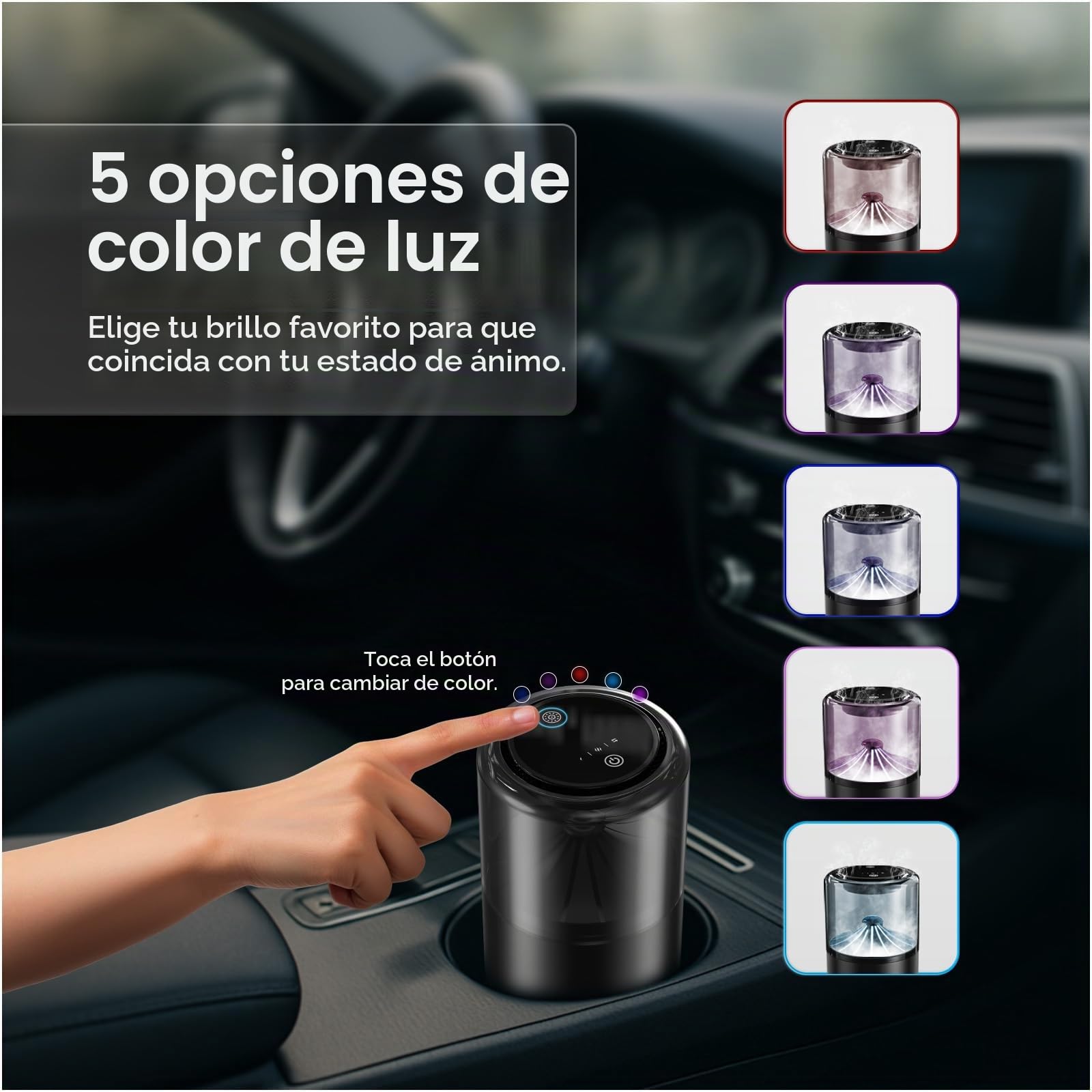 Difusor de Ambientador para Coche con Aroma Blue Ocean de MMOBIEL – Difusor de Coche con 2 Modos de Pulverización, 4 Niveles Intensidad, Encendido/Apagado Automático y Cable – USB/Batería – Sin Llama