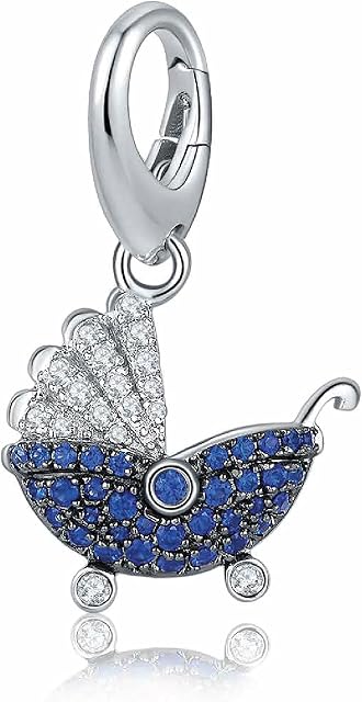 Amazon Brand-HIKARO Dangle Charms fit Pandora Bracelets 925 Sterling Silver 18K White Gold Sparkling Blue Sapphire Pendant Charms for Bracelets and Necklace Gift for Women