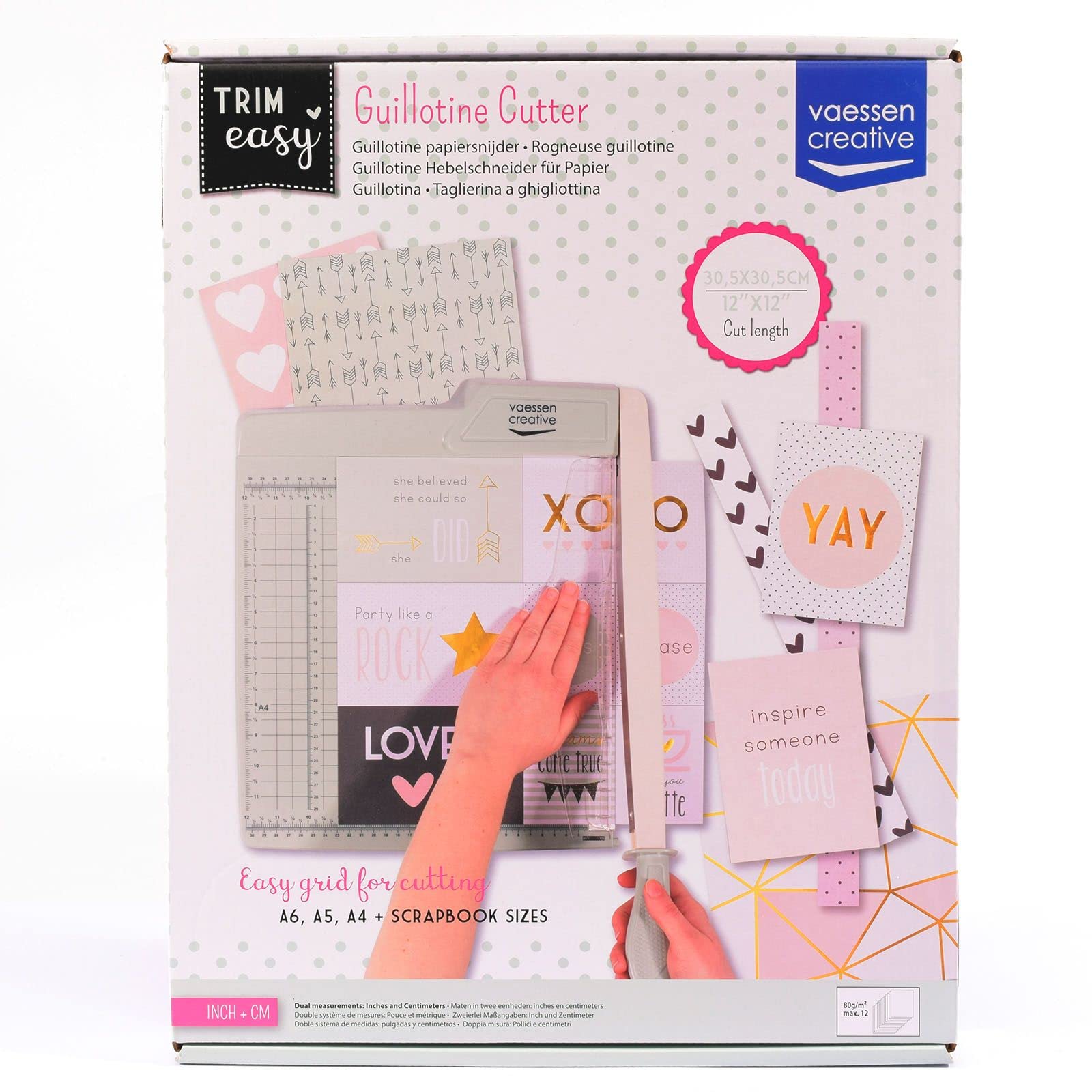 Vaessen Creative Taglierina 30 cm Menta-Taglia Carta A4, A5 e A6-Perfetta per Fai da Te, DIY, Scrapbooking, Journaling, Creazione di Biglietti e Artigianato, Verde, 30cm
