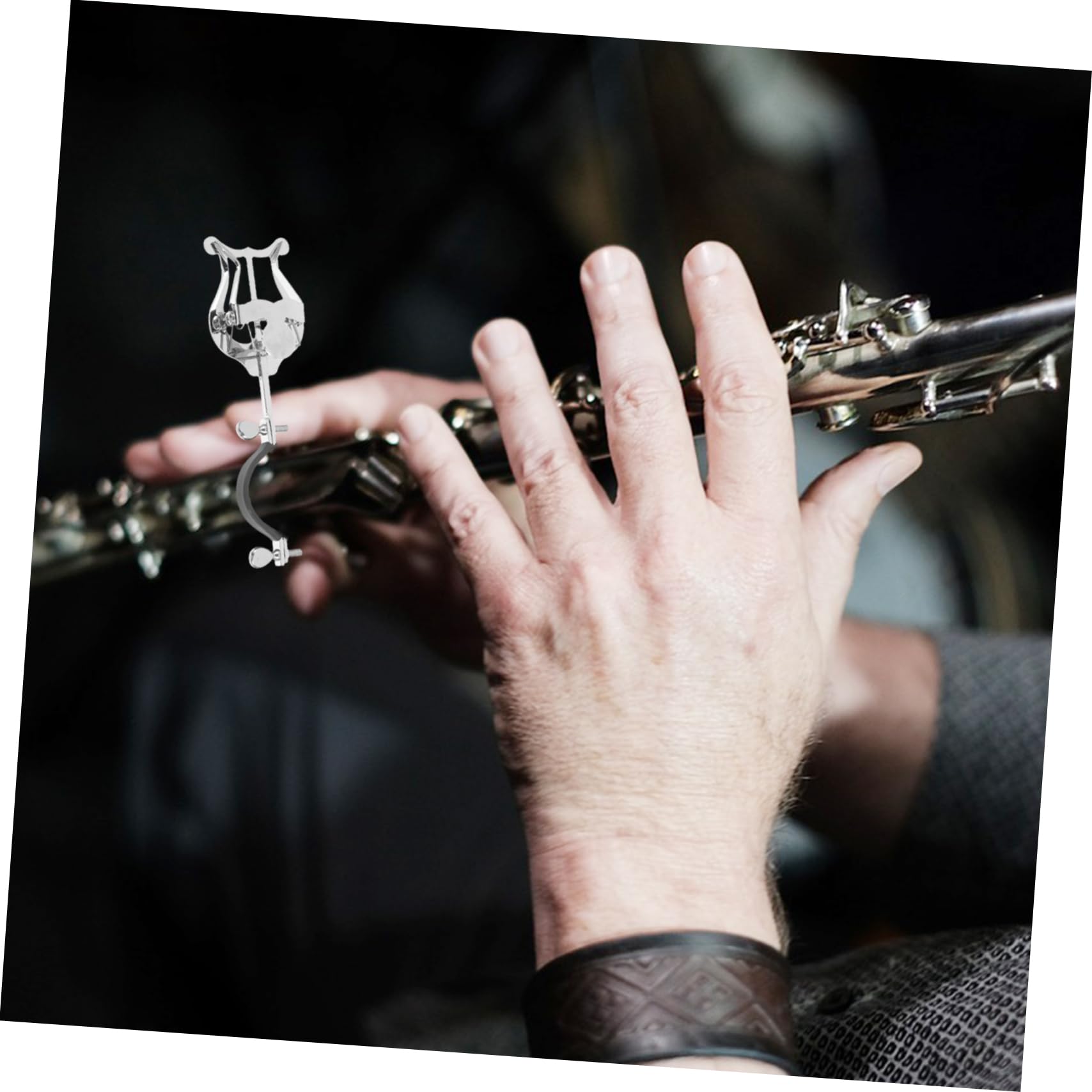 FAVOMOTO Portable Clarinet Music Holder Metal Sheet Clip Trumpet Lyre and Flip Folder Accessory