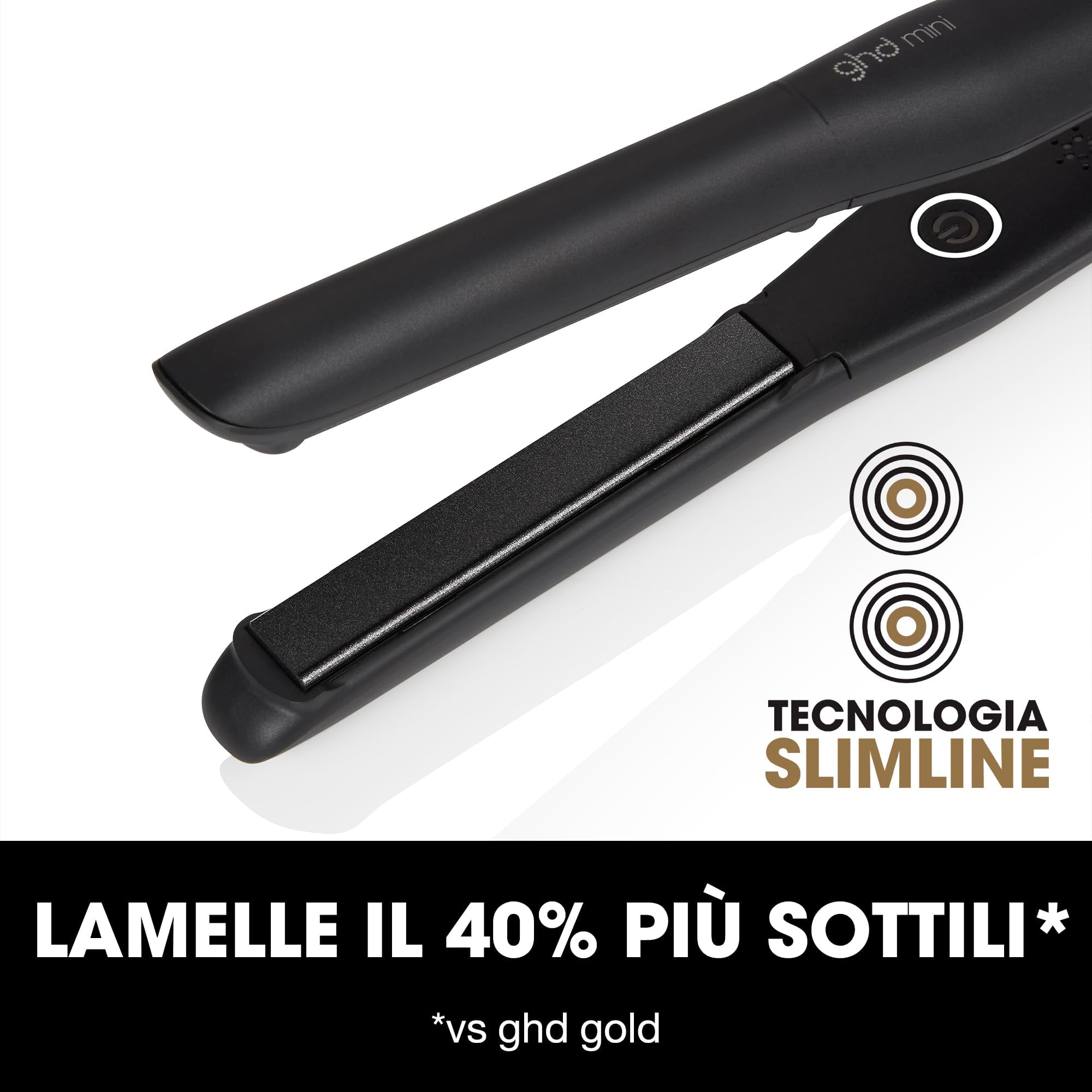 ghd Mini Styler, Piastra per Capelli con Lamelle Sottili per Styling Preciso su Acconciature Corte e Frange, Rivestimento ad Alta Lucentezza, Nero