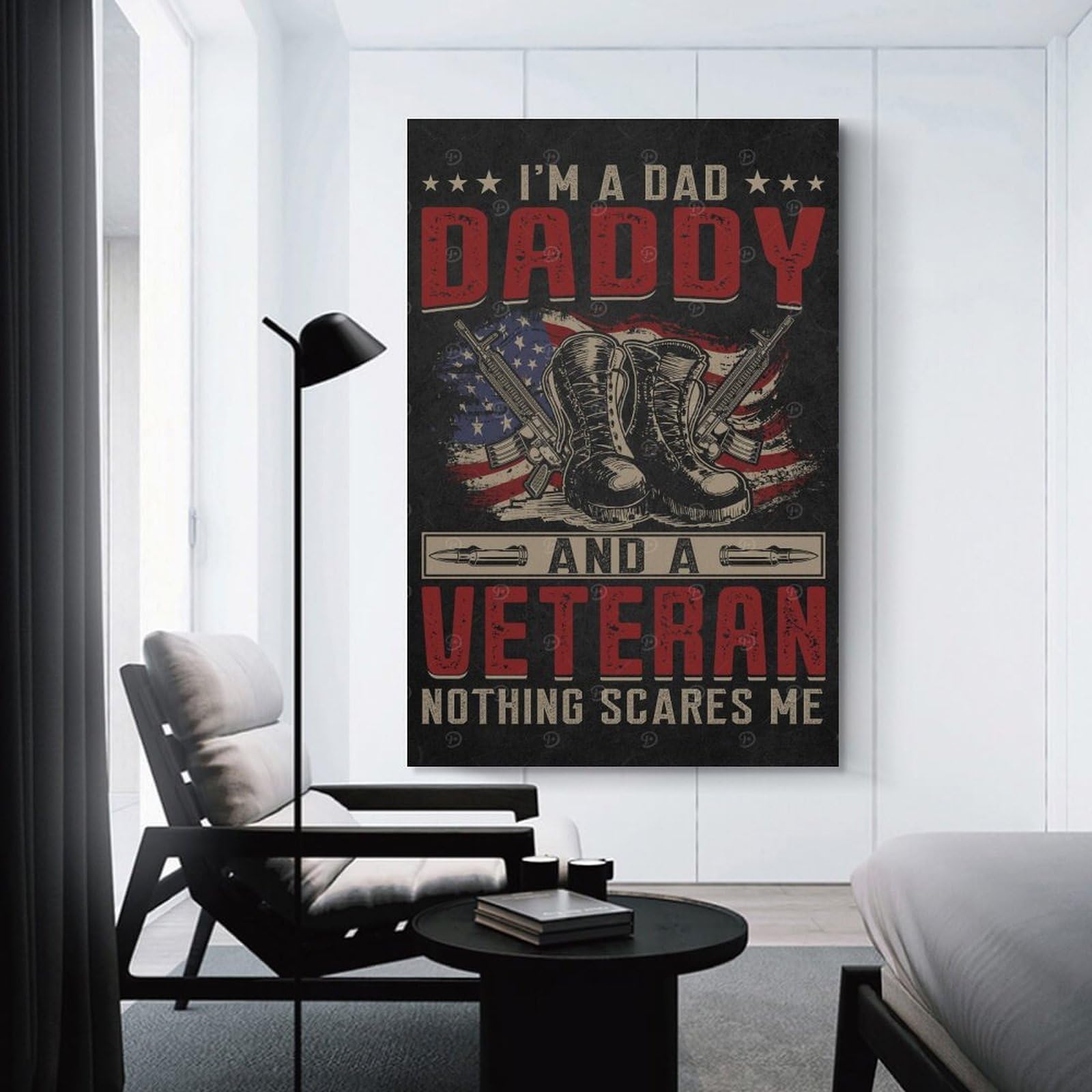 Junmoney Room Decor Wall Art Veteran Military Quote, 24x36inch(60x90cm), for Living Room, Lounge Or Sitting Room, Canvas Styling for A Polished Room Look