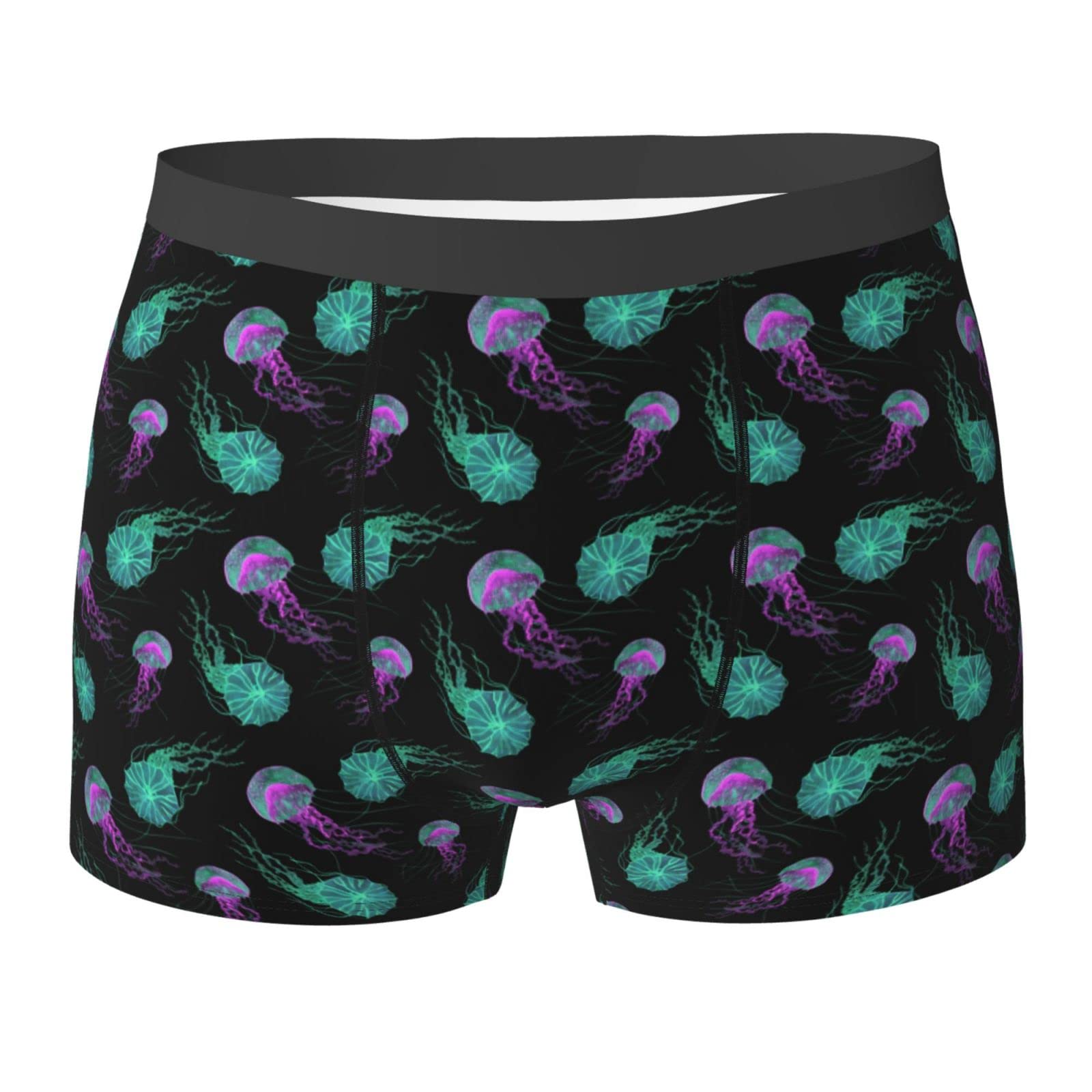 Oudrspo Jellyfish Glow in Dark Men's Underwear Boxer Briefs Polyester Briefs With Elastic Waistband