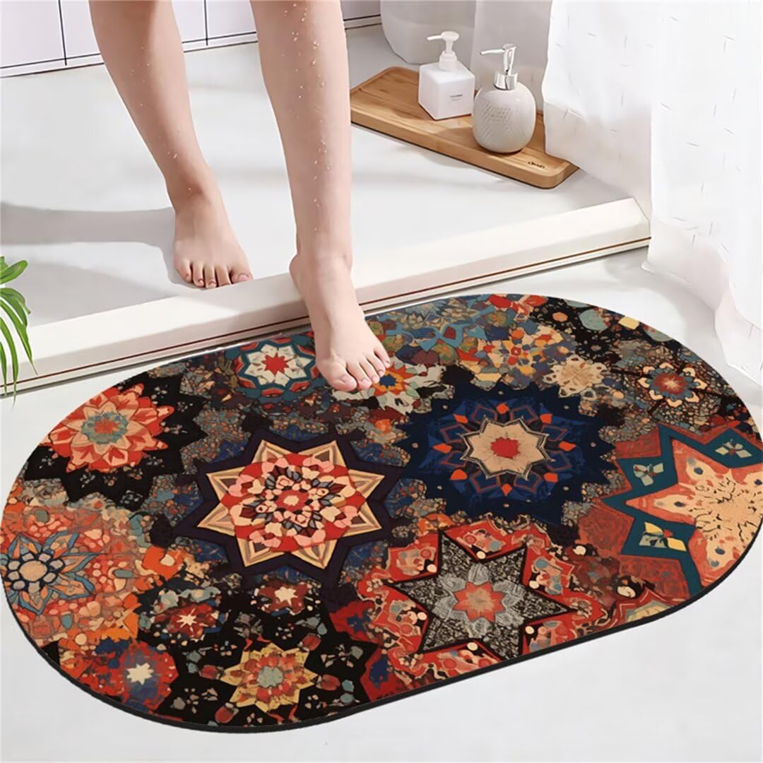 Badezimmerteppich Badematte rutschfest Badematte Badteppich Badvorleger 90x150cm Badematten Badteppiche Duschmatte rutschfest, Duschvorleger Badezimmermatte rutschfest Stein Badematte Red