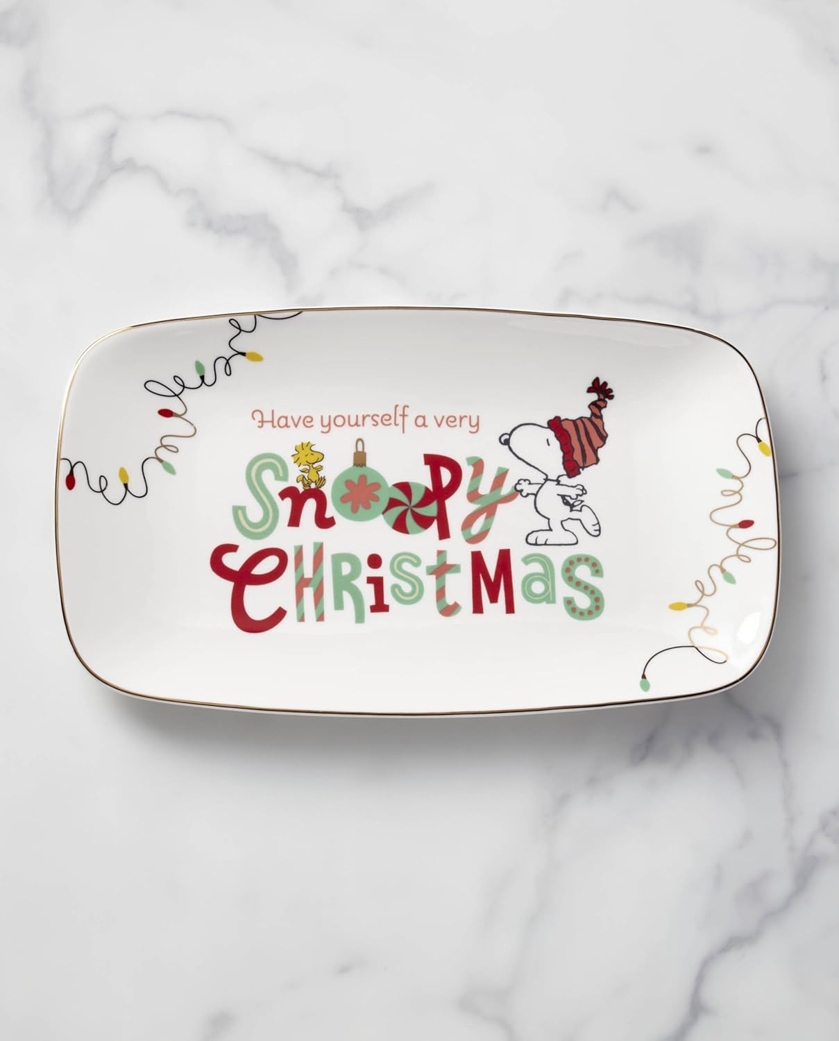 Lenox 896636 Snoopy Christmas Hors Doeuvres Tray