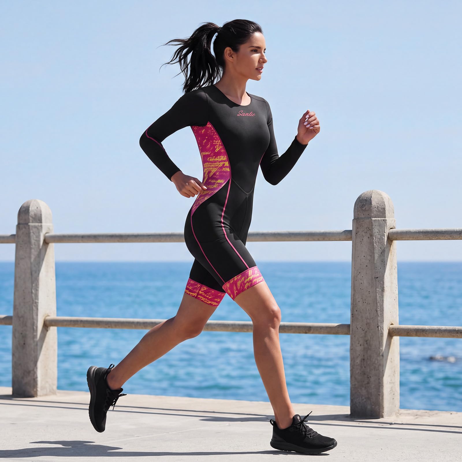 Santic Triathlon Anzug Damen Trisuit Langarm Schnell trocknend