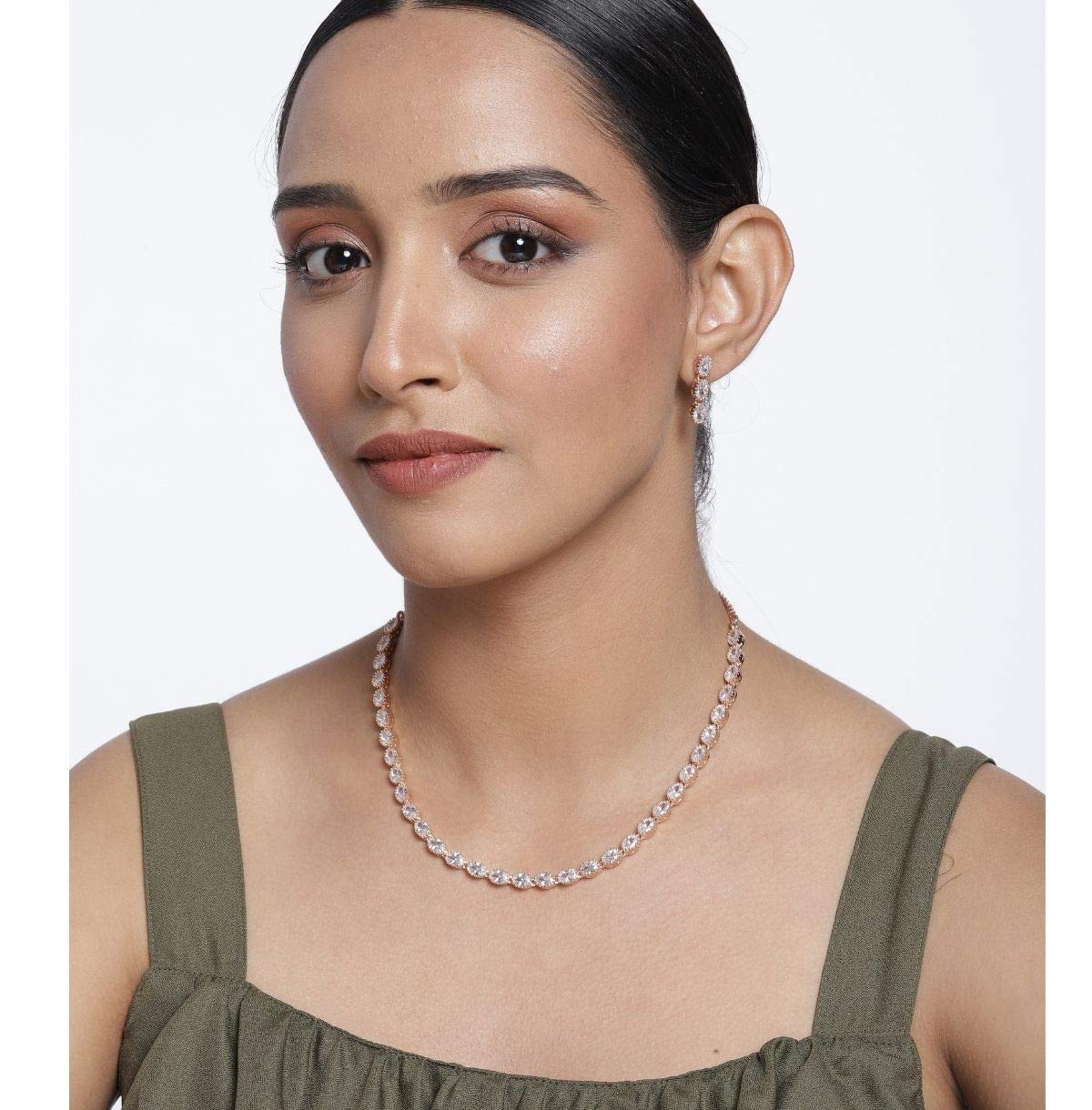Rose Gold-Plated AD-Studded Handcrafted Jewellery Set