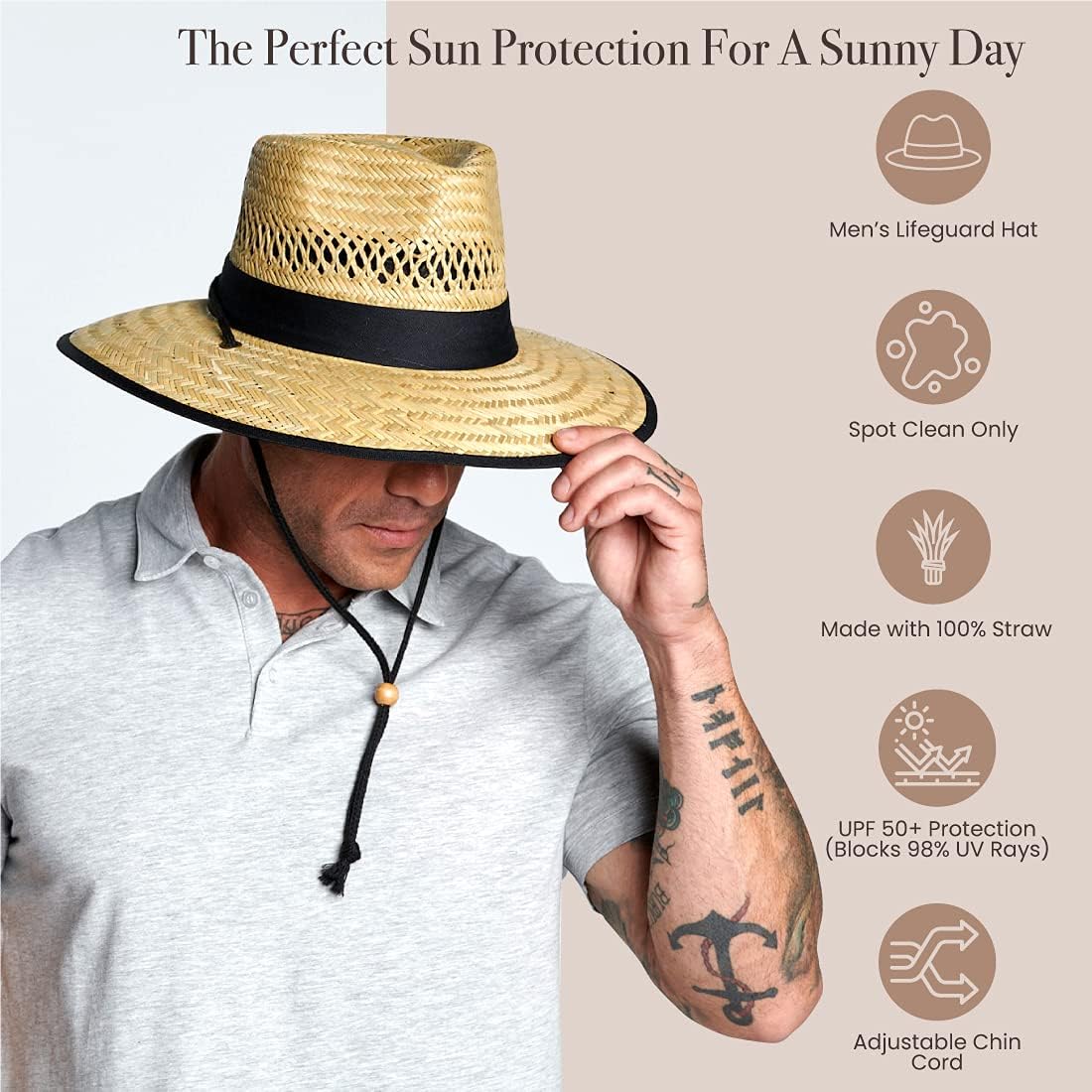 San Diego Hat Company Women's Rush Straw Lifeguard Hat with Fabric Band - Image 7