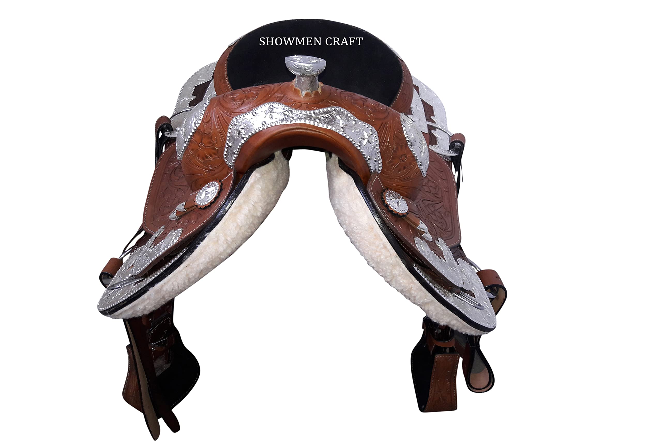 Western Saddle Kostüm Silber komplett dekorativ mit Kopfstütze und Brustrufer