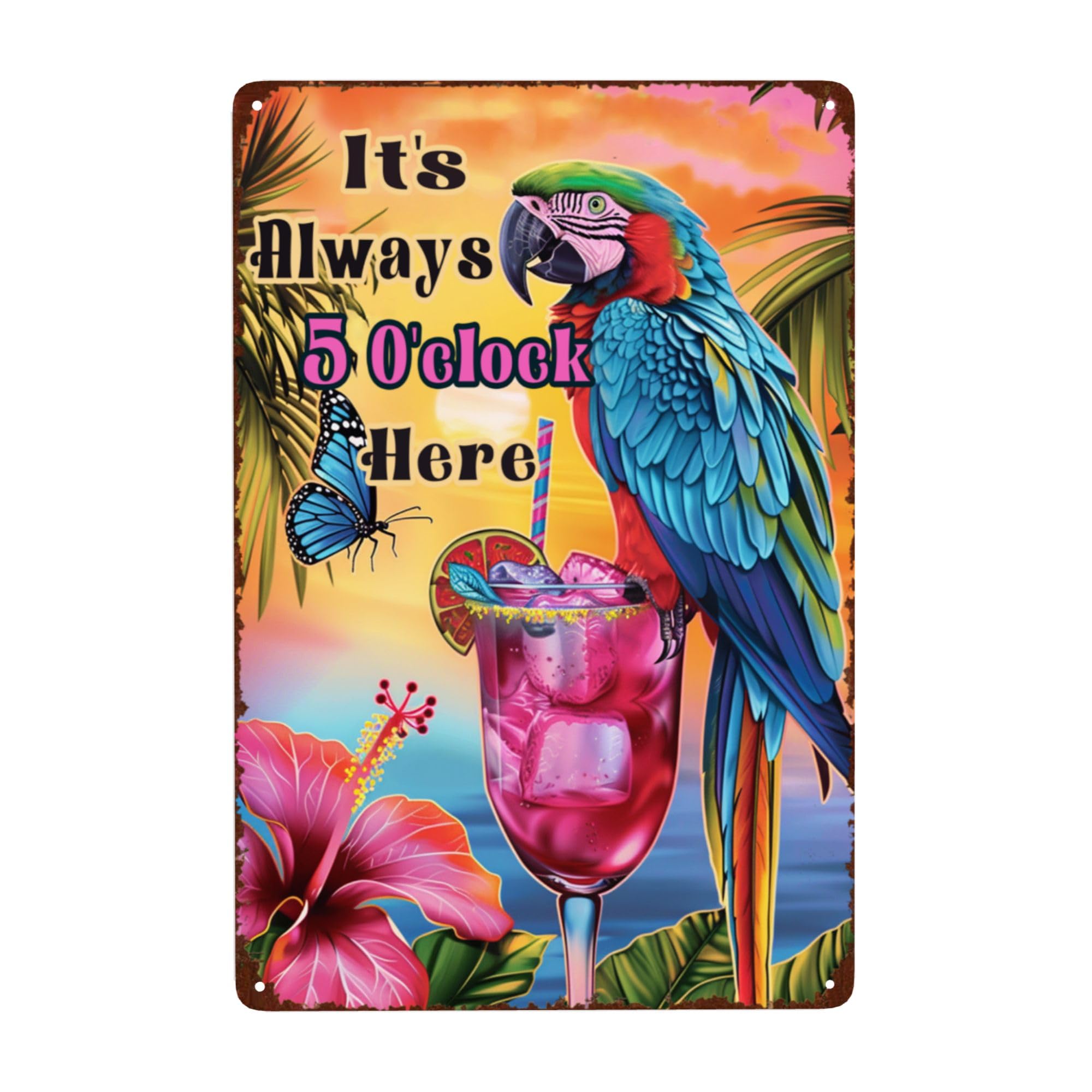 Kwqdozf As Pic It’s 5 O’clock Somewhere Metal Tin Sign– Retro Vintage Cocktail Sign – Meta