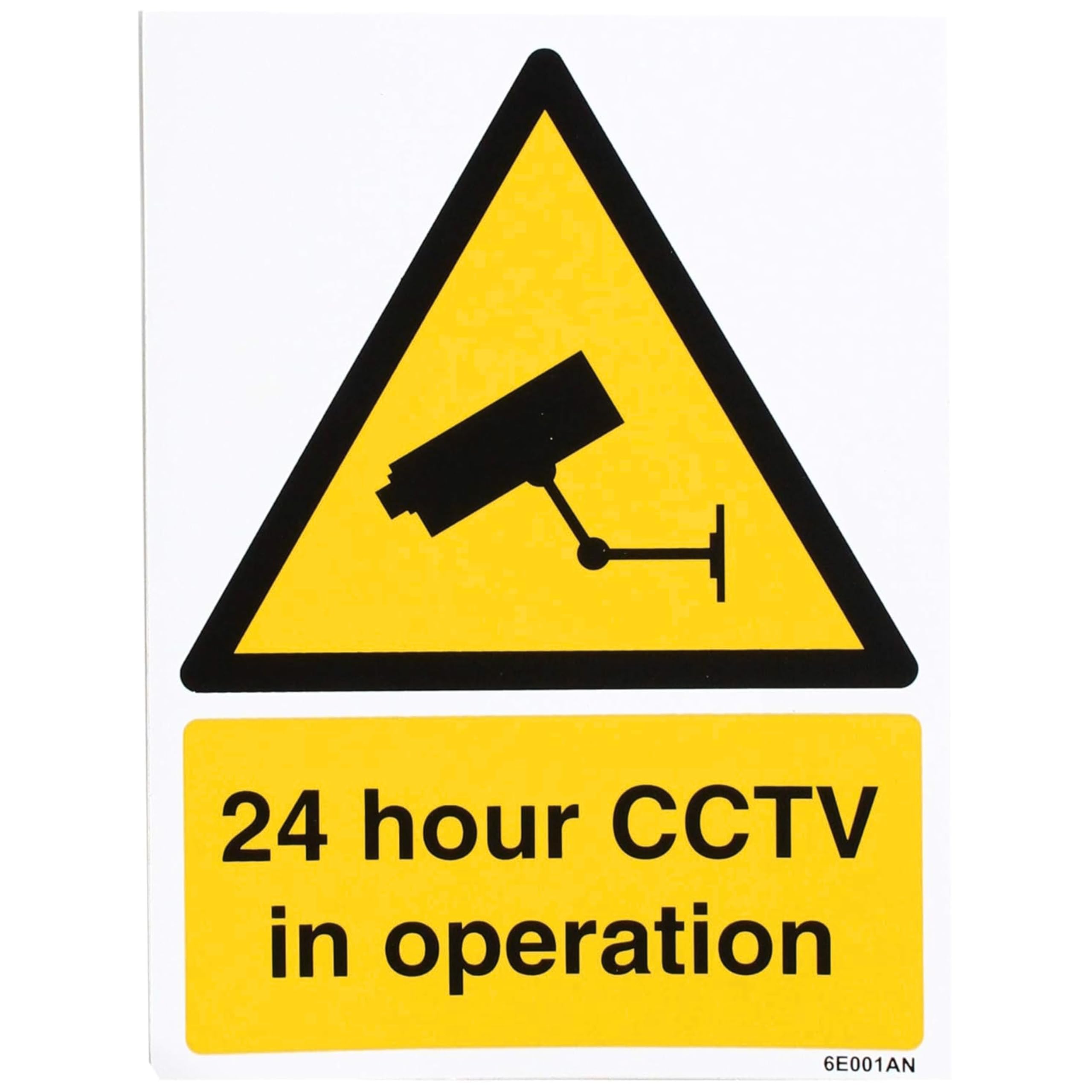 V Safety 24 Hour CCTV in Operation Safety Sign – 150 x 200mm Self Adhesive Vinyl – Security Surveillance Warning Notice – Black/Yellow – ISO 7010 Compliant for Doors, Walls & Indoor Surfaces