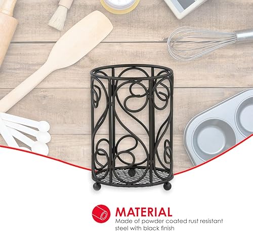 Miniatura 3 de Home Basics Encimera de diseño de desplazamiento, soporte para cubiertos (negro)