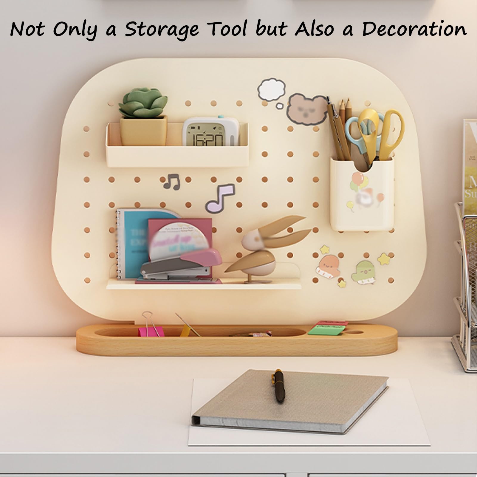 Banco da Lavoro Garage Pannello Porta Attrezzi, Pannello Forato con Base in Legno Massello, Scaffale Portaoggetti con Gancio per Pannello Forato, per Ufficio, Dormitorio, Scrivania di Casa(33.7*39.4cm