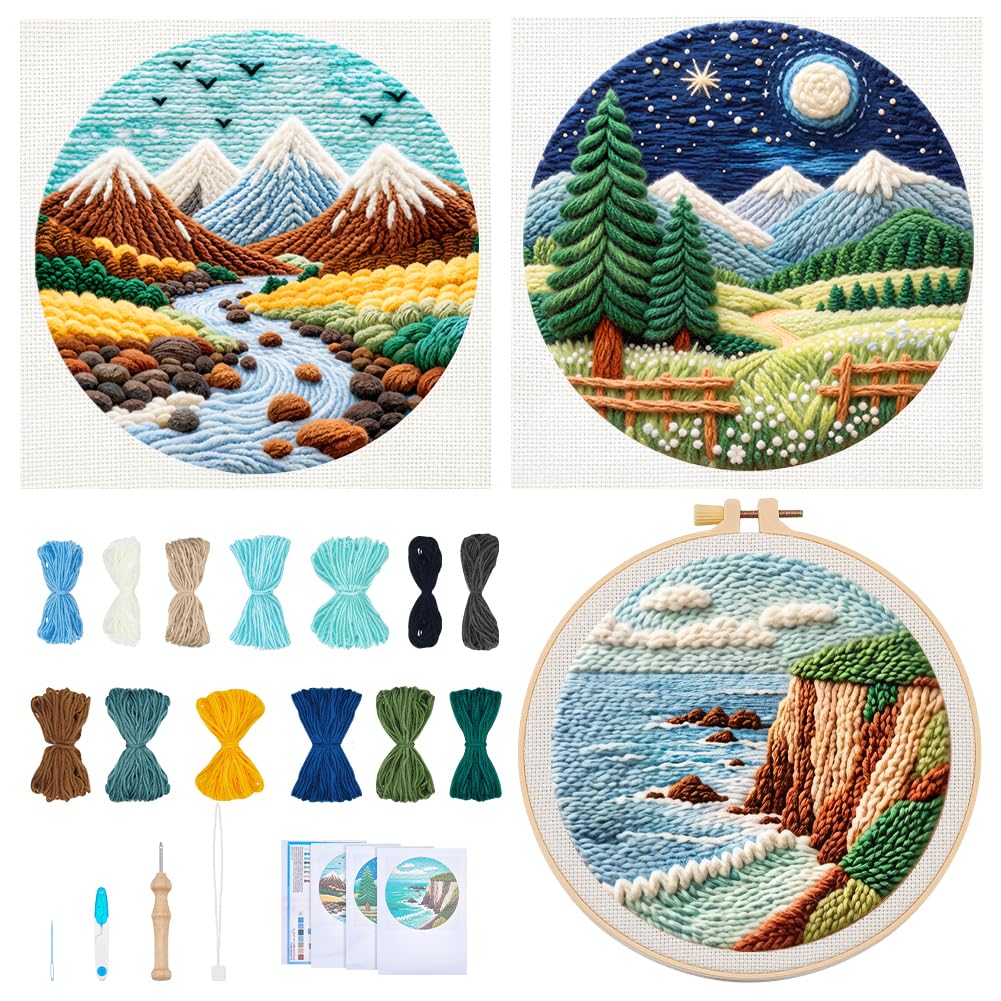 Beginner Punch Needle Kits - Landscape Embroidery -1