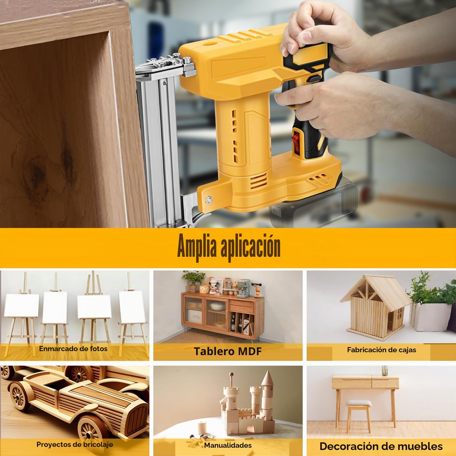 Pistola de clavos con batería para Dewalt 18 V 20 V Max baterías (sin batería), grapadora eléctrica 2 en 1, con 500 clavos rectos y 500 clavos en forma de U, para madera/tela/alfombra