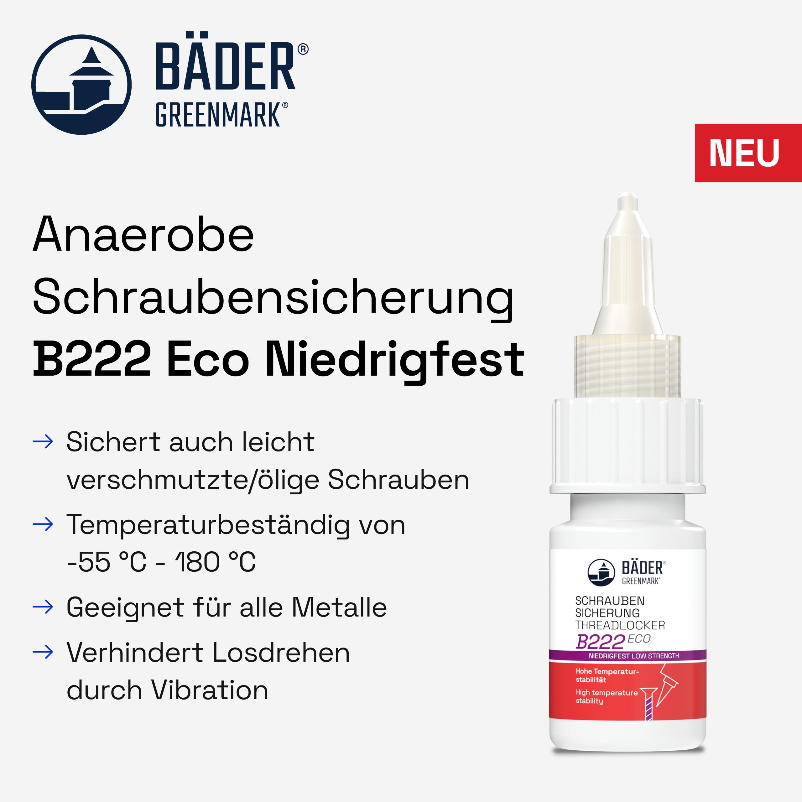 Fissaggio a vite a bassa resistenza B222Eco viola – colla per viti da 10 ml, colla per filettatura, colla resistente al calore, guarnizione filettata, sigillante liquido, colla per metallo