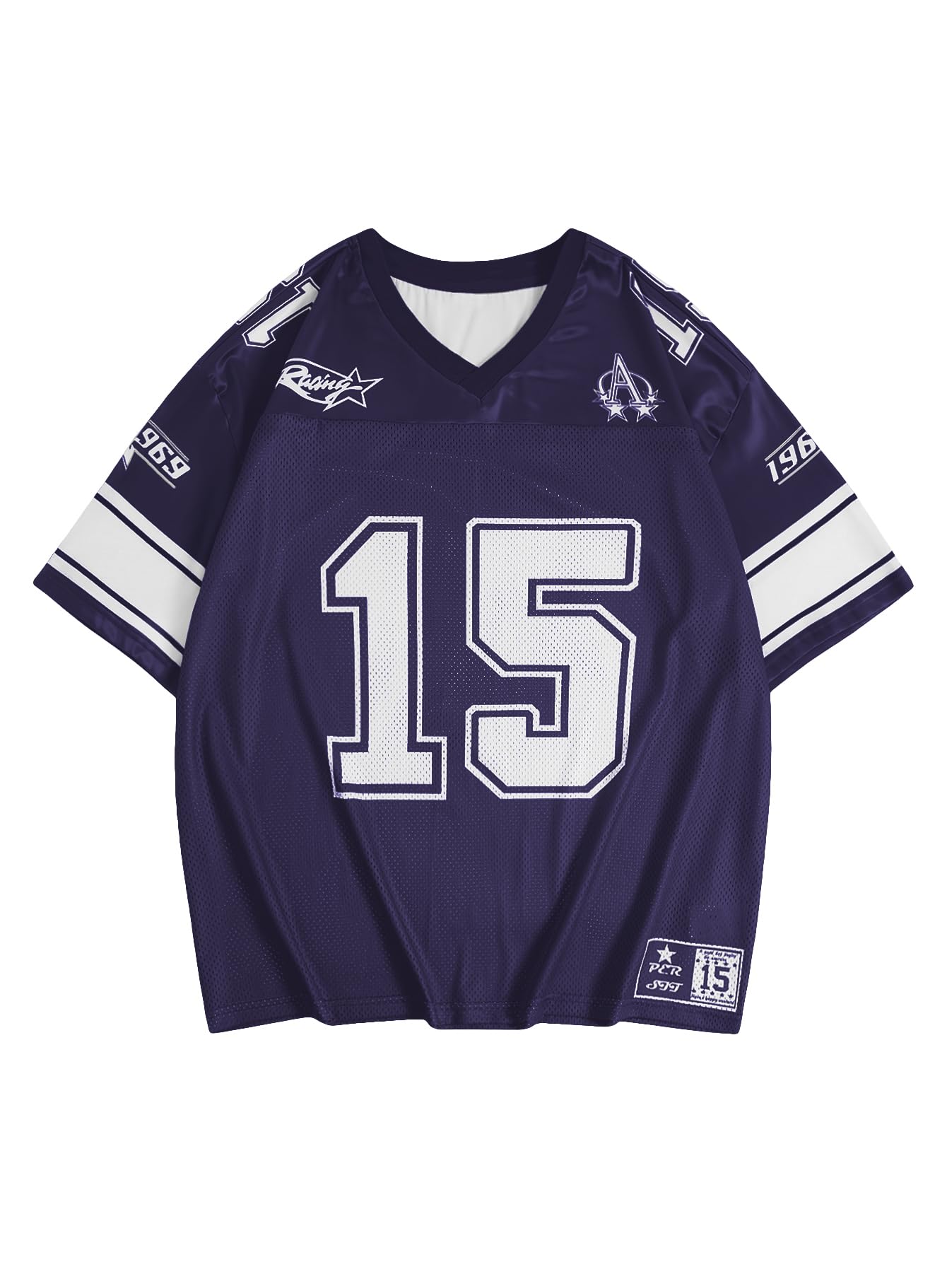 SOLY HUX Men's Graphic Jersey T-Shirts V Neck Racing Print Casual Tees Streetwear Summer Top Tshirt