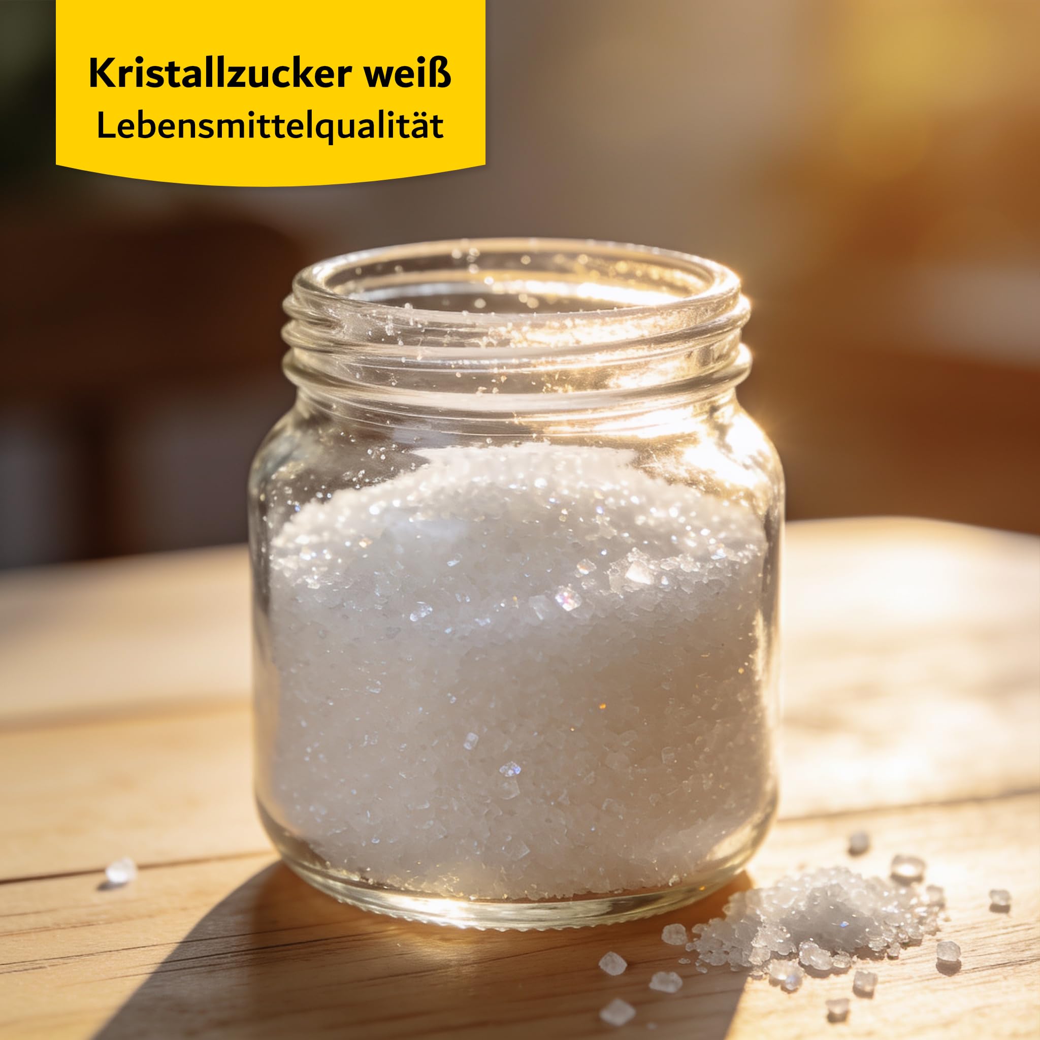 Weißer Kristallzucker - Saccharosegehalt ≥ 99,9% - 25kg Sack | Lebensmittelqualität - frei rieselnd