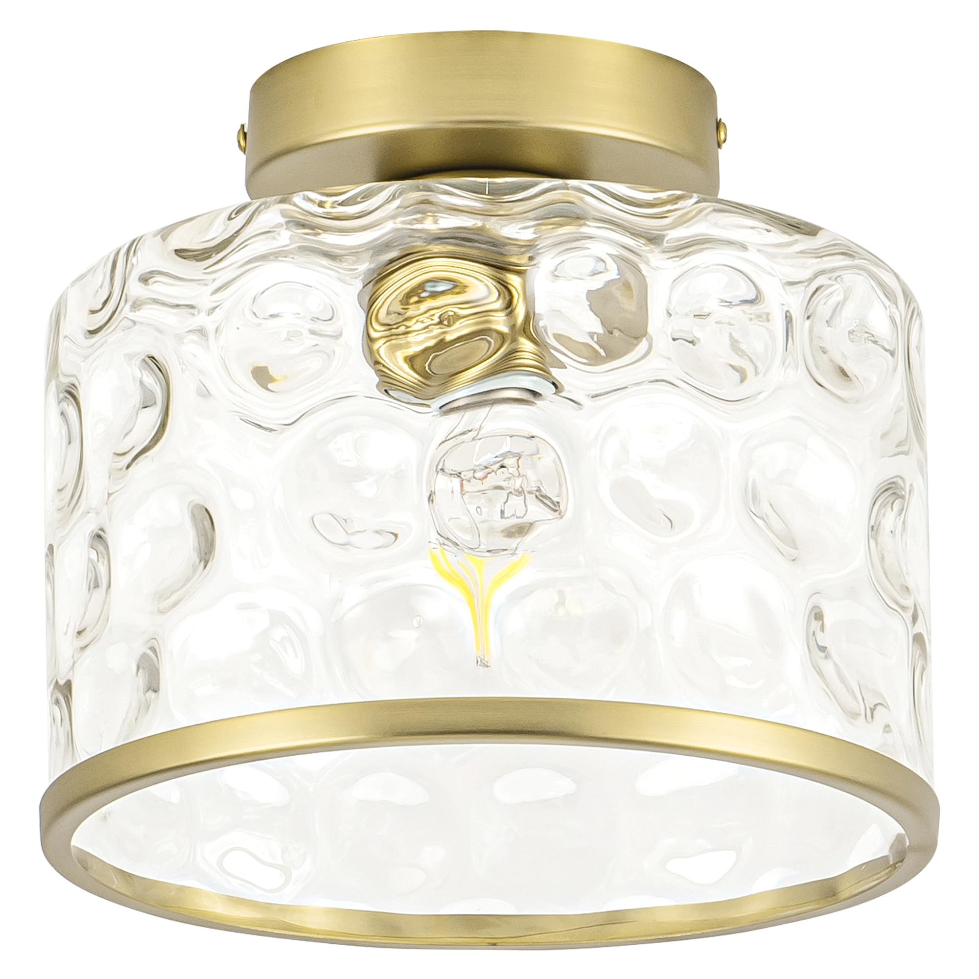 Photo 1 of Zlepmlla Gold Flush Mount Ceiling Light with Hammered Glass