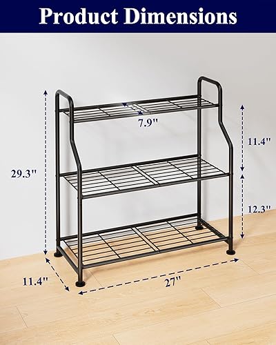 Miniatura 3 de Kitsure Soporte para plantas para interiores y exteriores, estante de metal de 3 niveles con patas niveladoras ajustables, soporte para maceta fácil