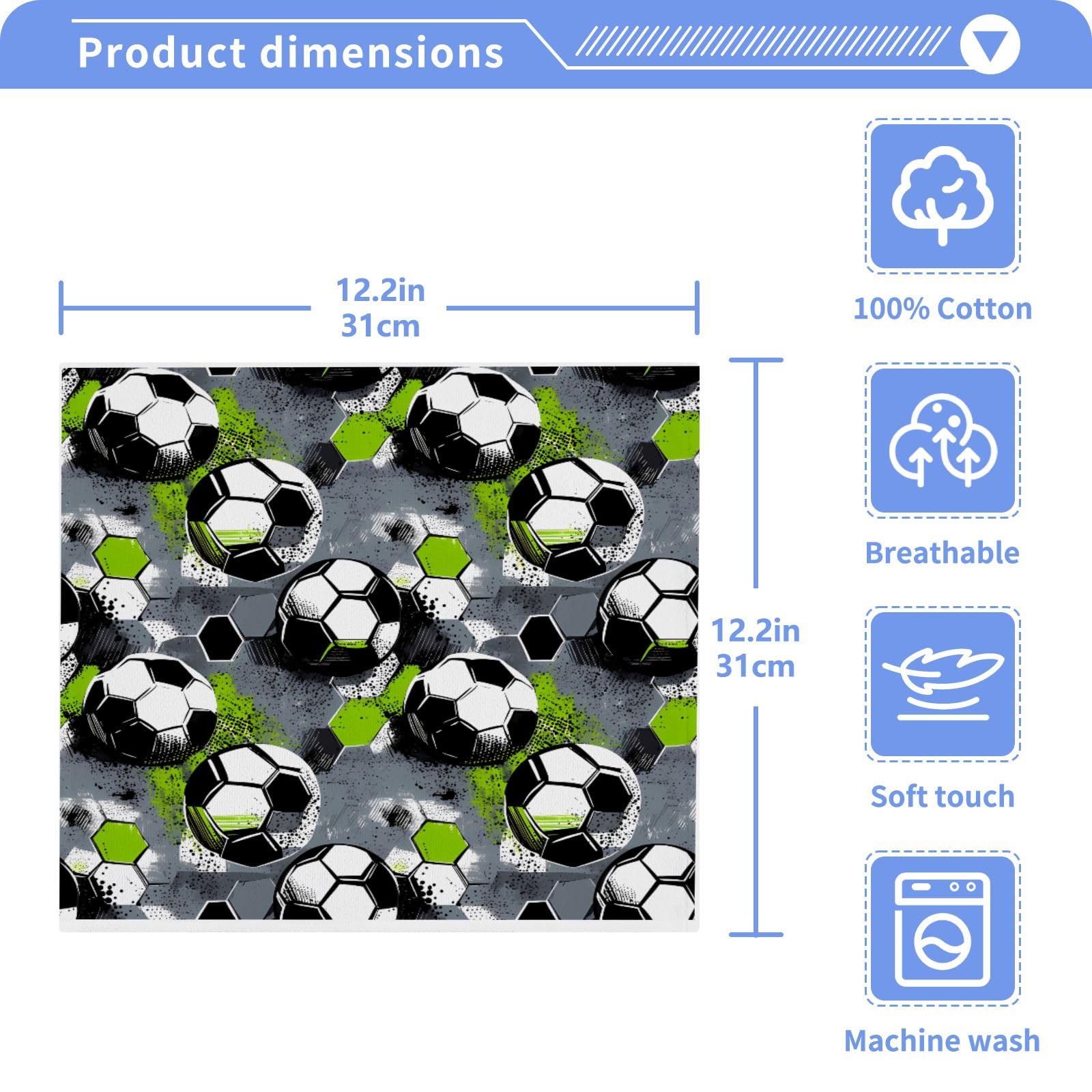 ALAZA Wash Cloth Set 100% Cotton Fingertip Towels Face Cloths Sets Football Grunge Highly Absorbent Soft Feel Set of 2