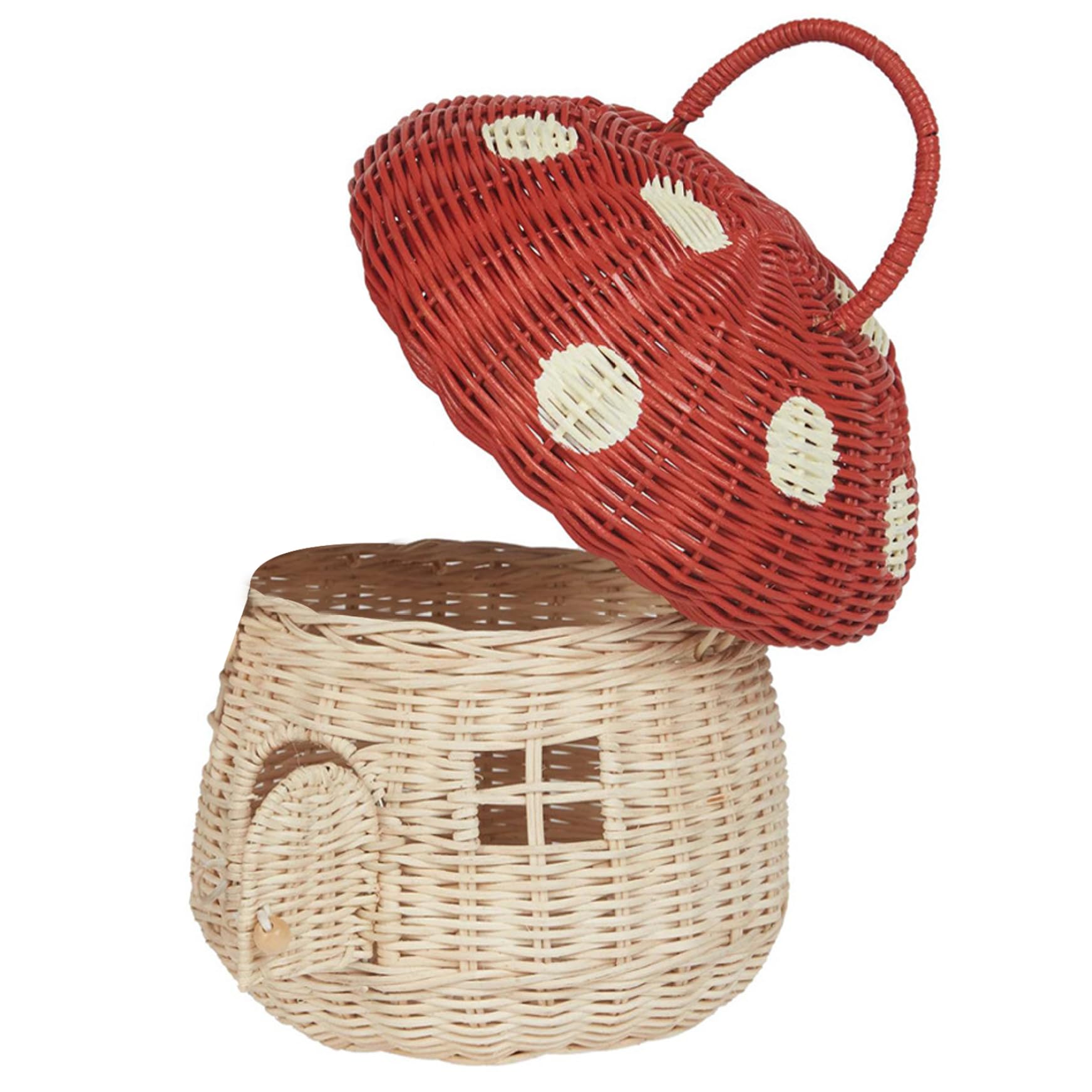 Cestino in rattan a forma di fungo Cestino portaoggetti in rattan Cestino decorativo intrecciato con coperchio, cestino con manico intrecciato per organizzatore di scaffali, scatola decorativa
