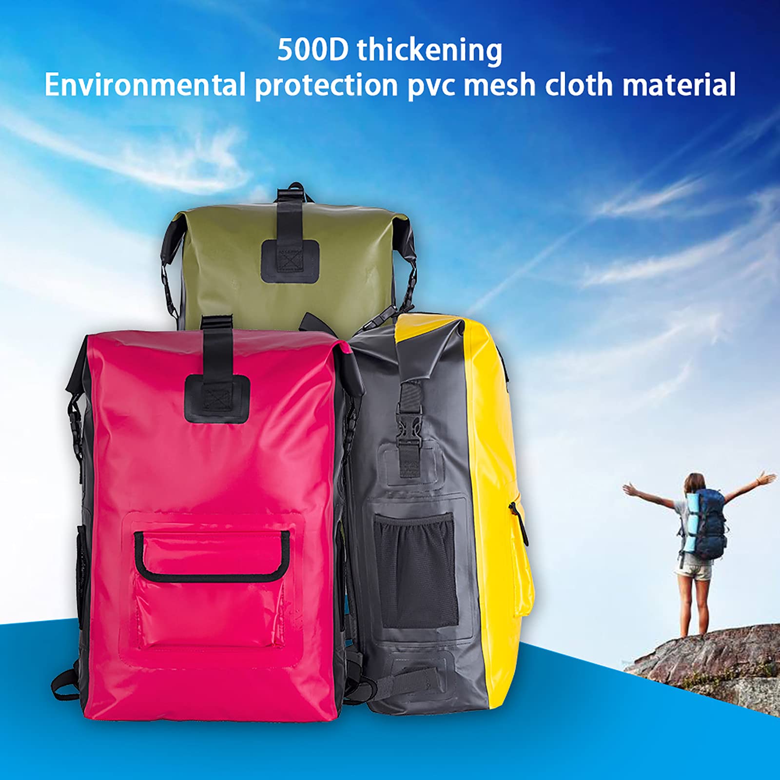 YCYUYK, sacco galleggiante impermeabile, 10 l, mantiene l'attrezzatura asciutta per kayak, rafting canottaggio, trekking, spiaggia, pesca (rosso