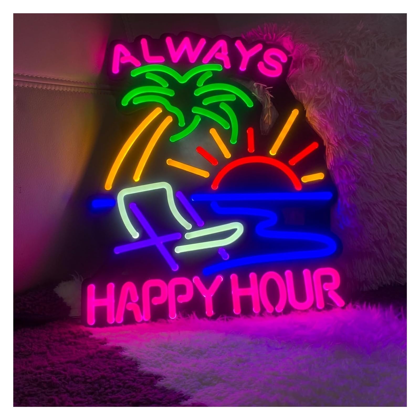 Luci da parete al neon dimmerabili per happy hour per bar, pub, sala giochi, feste in spiaggia, regalo celebrativo