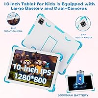 Vista 6 de Tablet para niños de 10 pulgadas Android 14 con funda protectora, Octa-Core, 10GB+64GB/512GB expandible, batería de 6000mAh, WiFi, BT, control