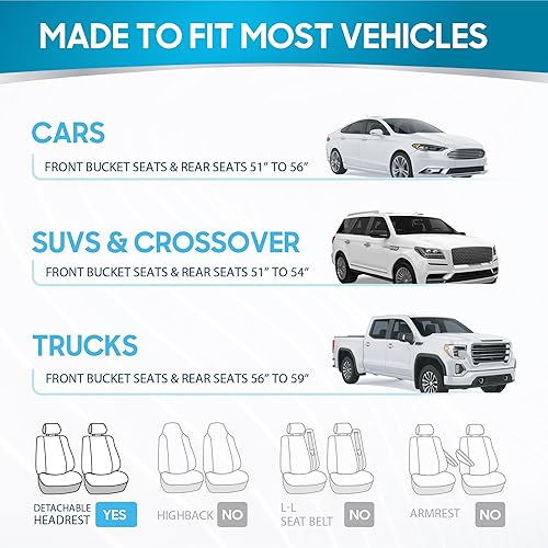 Miniatura 43 de BDK PolyPro - Juego completo de fundas de asiento de automóvil en color menta sobre negro, fundas de asiento delantero y trasero, accesorios