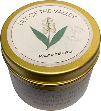 Scented Candle Lily of The Valey, Soy Wax Candle from Jerusalem, fregrance of The Holyland. tin Candle. Paraffin Free. Candle to Light Your Home with Blessed Vibe. Burn 33 Hours.