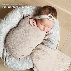 lulumoon Muslin Swaddle Blanket Baby - Cotton Swaddling Blanket Soft Baby Receiving Blankets Neutral 2Pack(Olive)