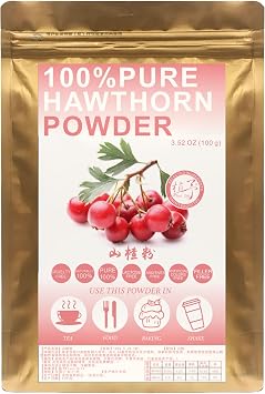 100% Pure Hawthorn Powder , for Drinks 100g/3.25oz | Non-GMO. No Fillers Or Additives. Hawthorn Berries Dried Juice. Fine Ground, Sweet Flavor. For Dessert & Yogurt & Baking .