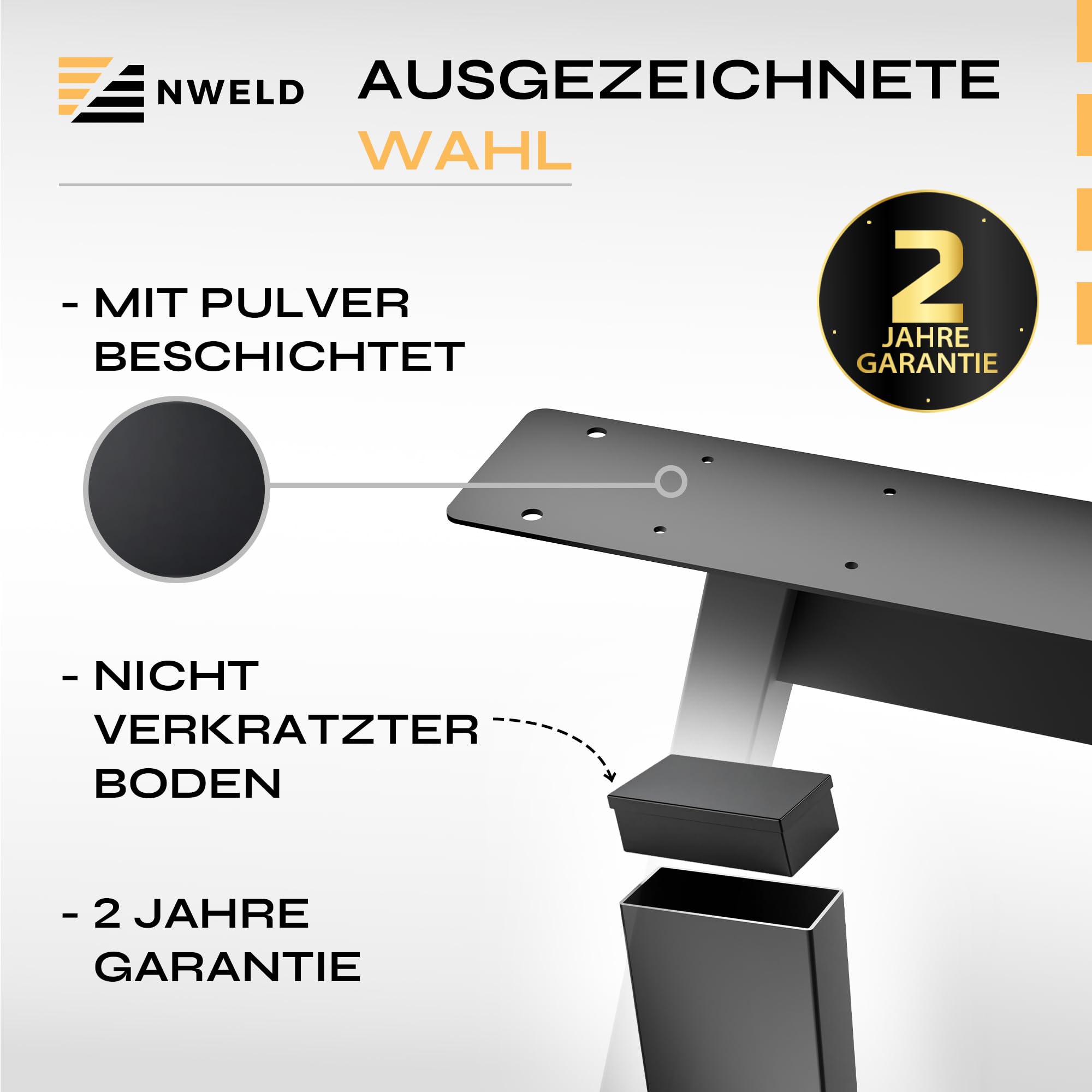 Tischfüsse Tischbeine Metall Schwarz - 2 Stück Tischfüße Tischgestell Metall 11 x 72 cm Tischkufen DIY - Tischbein Set - Tischfuß Loft, Industriestil für Couchtisch, Esstisch, Schreibtisch