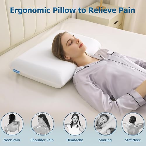 Miniatura 5 de BlazeBeam Almohada de espuma viscoelástica de gel, tamaño estándar (paquete de 1), almohada de cama ventilada, refrescante y transpirable con funda