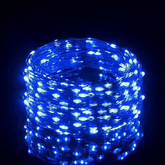 Kweida Led String Lights 200 LEDs 20M/66FT, 8 Modes Twinkle Waterproof Copper Wire Starry Lights for Valentine's Decor Outdoor Indoor Garden Home Wedding Festival Halloween Thanksgiving Party(Blue)