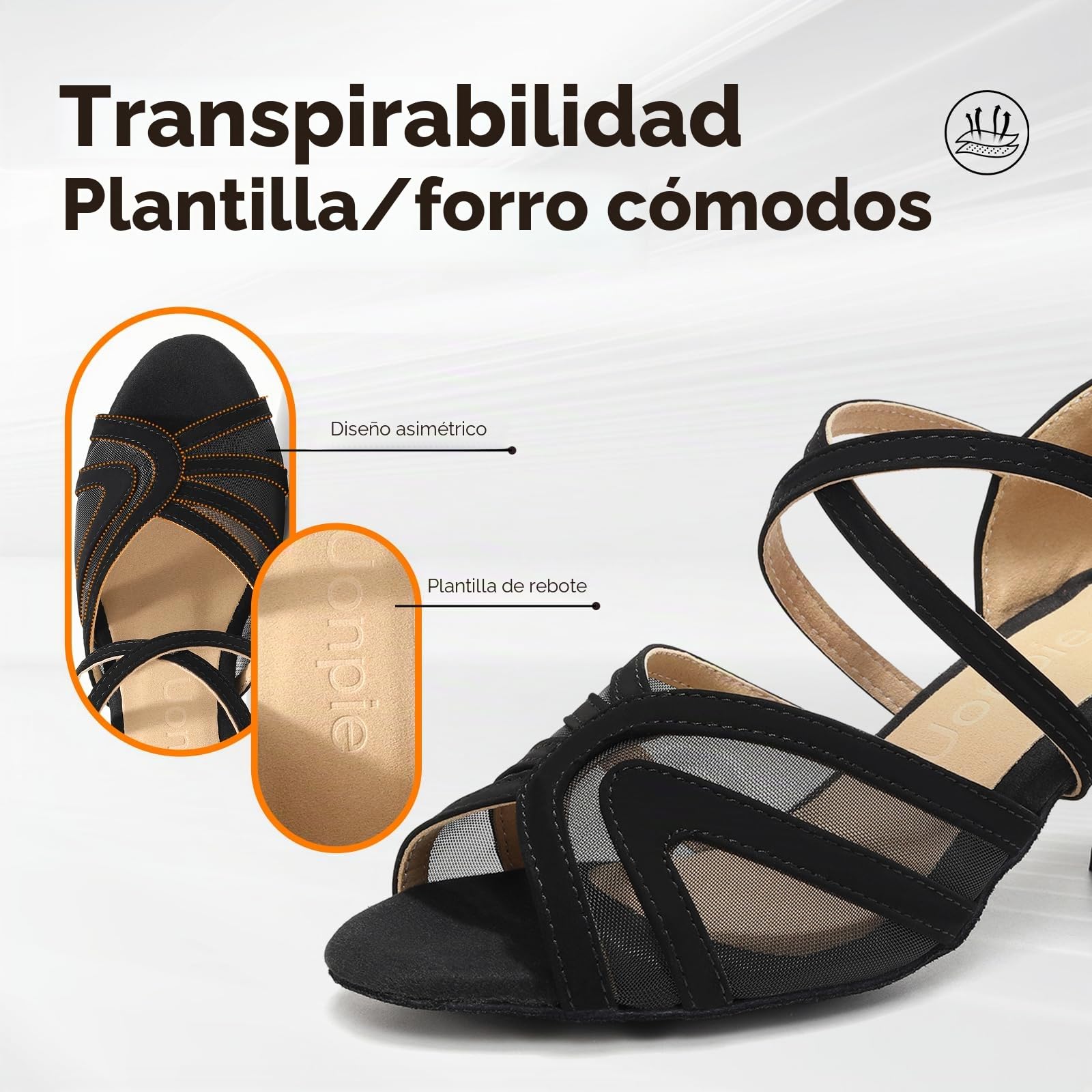 Zapatos de Baile Latino de Salon Mujer Cómodos de Tacon 5cm