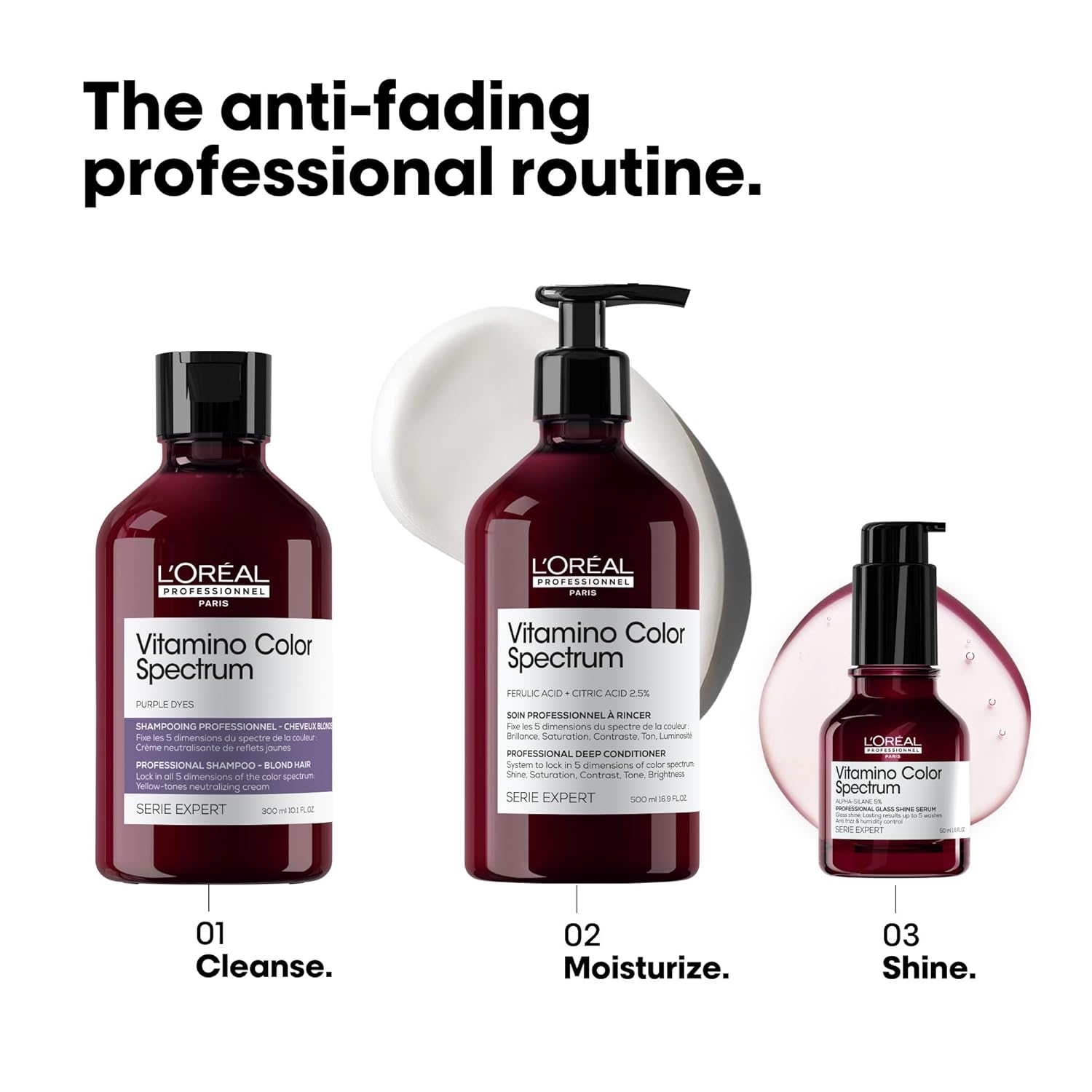 L'Oréal Professionnel Paris Vitamino Color Spectrum Purple Shampoo - Neutralizes Yellow Tones, Enhances Shine & Vibrancy, Maintains Day 1 Hair Color, Hydrates & Strengthens Blonde Hair - Image 5