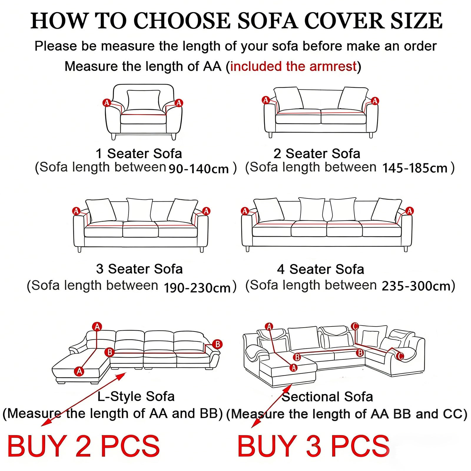 Bocguy Sofa Überzug, Couchbezug L/U Form, Sofaüberzug Ecksofa, Universal Sofa Überwürfe, Stretch Couch Cover mit Schaumstoffstab und 1 Kissenbezug für 1/2/3/4 Sitzer(L-förmiges Ecksofa Erfordert Zwei)