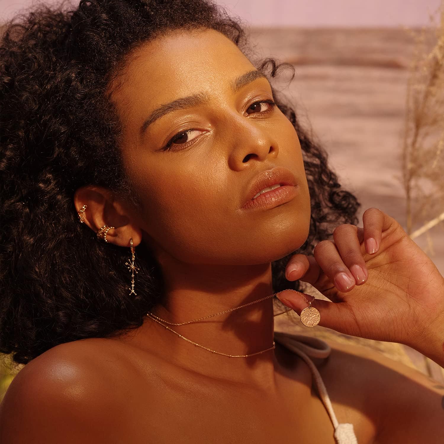 Fettero Pendant Necklace Gold Choker Layered Coin Open Karma Circle Full New Crescent Moon 14K Gold Plated Dainty Simple Moon Phase Jewelry for Women Gift - Image 2