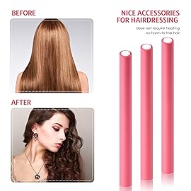 Syhood 30 Pcs Flexible Curling Rods 9.45 Twist Foam Rollers Soft Foam No Heat Hair Rods Rollers and 1 Steel Pintail Comb Rat Tail Comb for Women Long Short Hair(Pink,9.45 x 0.63 Inch)
