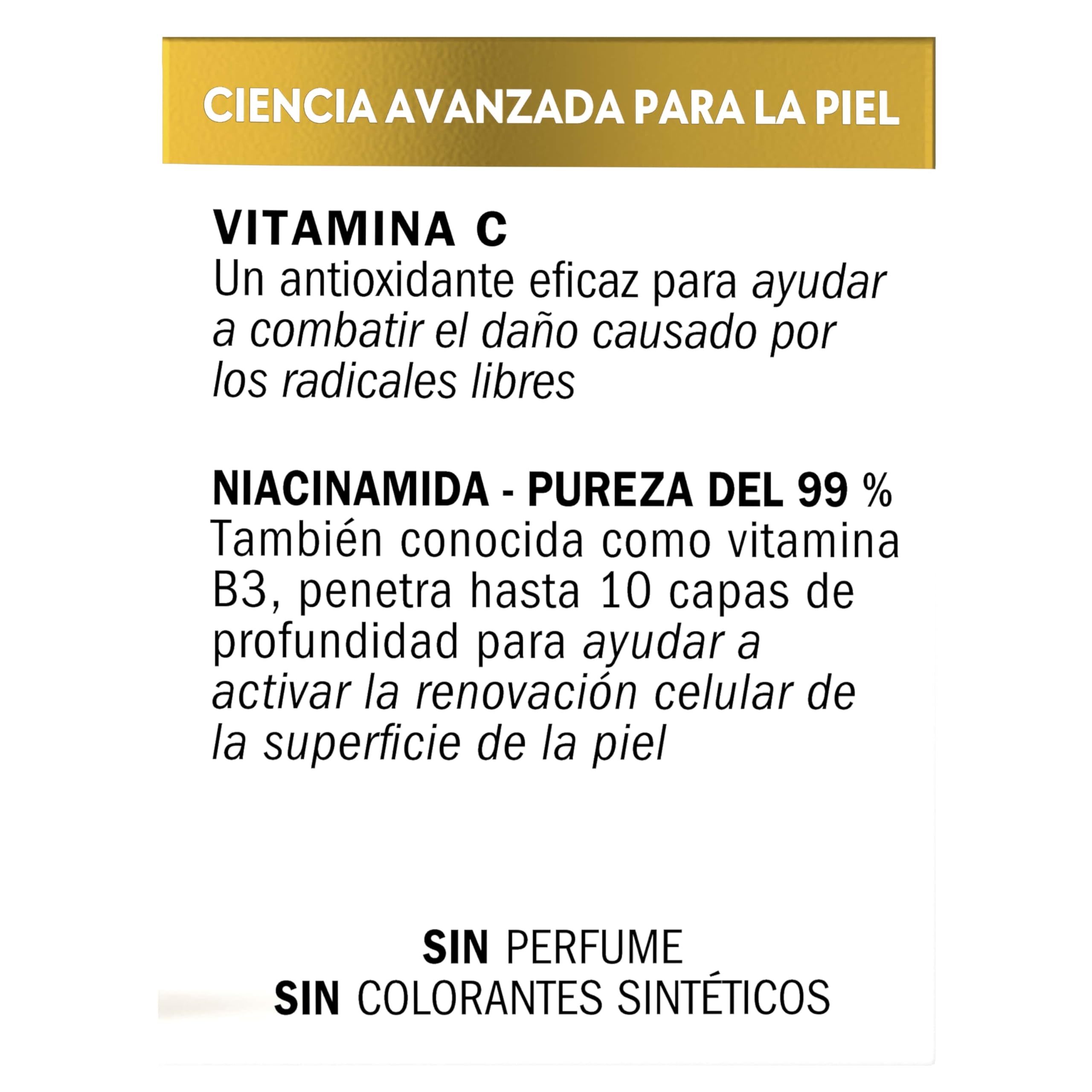 Olay Vitamina C Crema Contorno de Ojos, Cuidado para Ojeras, Ojos Hinchados con Niacinamida al 99% de Pureza. Ilumina, Unifica, Hidrata. 15 ml