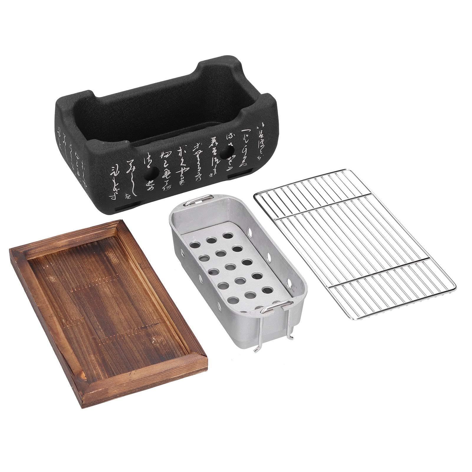 Barbecue giapponese – Griglia rettangolare per barbecue in stile giapponese | Barbecue portatile rettangolare con rete a carbonella per la casa BBQ, barbecue a carbonella cromato a | giapponese | Barbecue portatile rettangolare con rete a carbonella per l