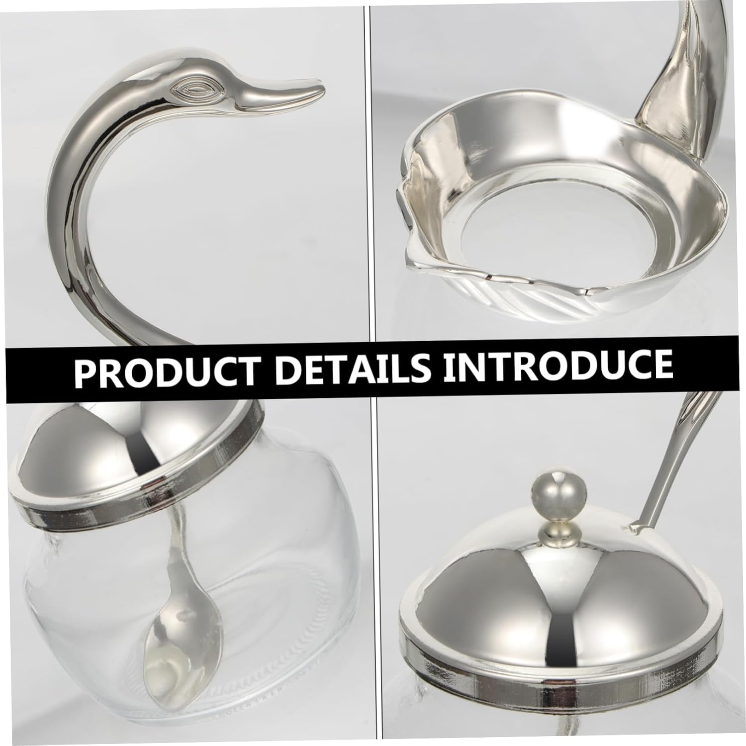 1pc Swan-shaped Condiment Pot with Serving Spoon Stylish Seasoning Container for and Spices Versatile Kitchen Storage Jar for Home Decor and Holiday Gatherings