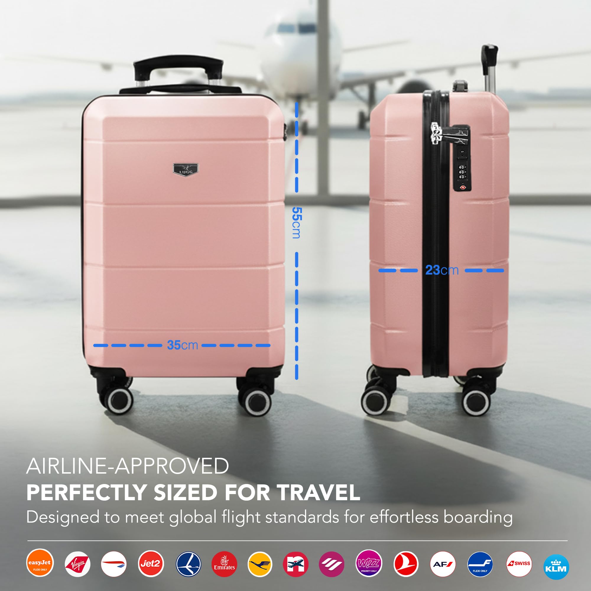 LUGG - Jetset 40cm Suitcase - 40x30x20cm- Ryanair Compatible - Underseat Size - Hard Shell ABS - Spinner & Removable Wheels - Lightweight Travel Luggage- Cream/Brown — view 197