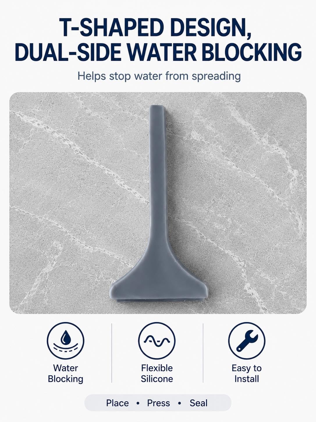 Seuil de douche flexible de 50 mm, barrière de barrage d'eau, protection contre les éclaboussures pour un contrôle efficace de l'eau et une protection dans les salles de bains