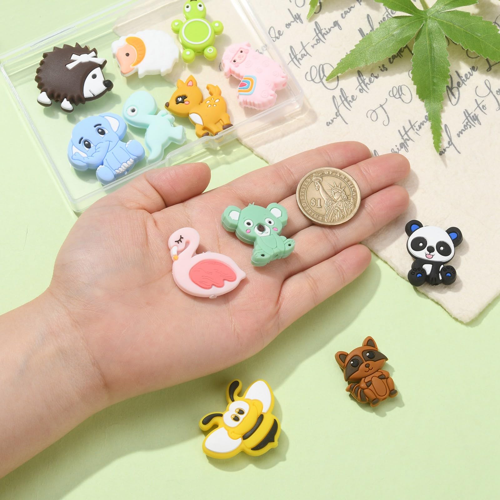 UR URLIFEHALL 12 Pcs 12 Styles Animal Silicone Focal Beads Squirrel Dinosaur Koala Insect Beads for DIY Jewellery Making Crafts Keychains - Image 4