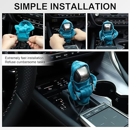 Miniatura 3 de GaRhomxy Pomos de palanca de cambios de automóvil, perilla de palanca de cambios de automóvil, bonita sudadera con capucha para engranaje de