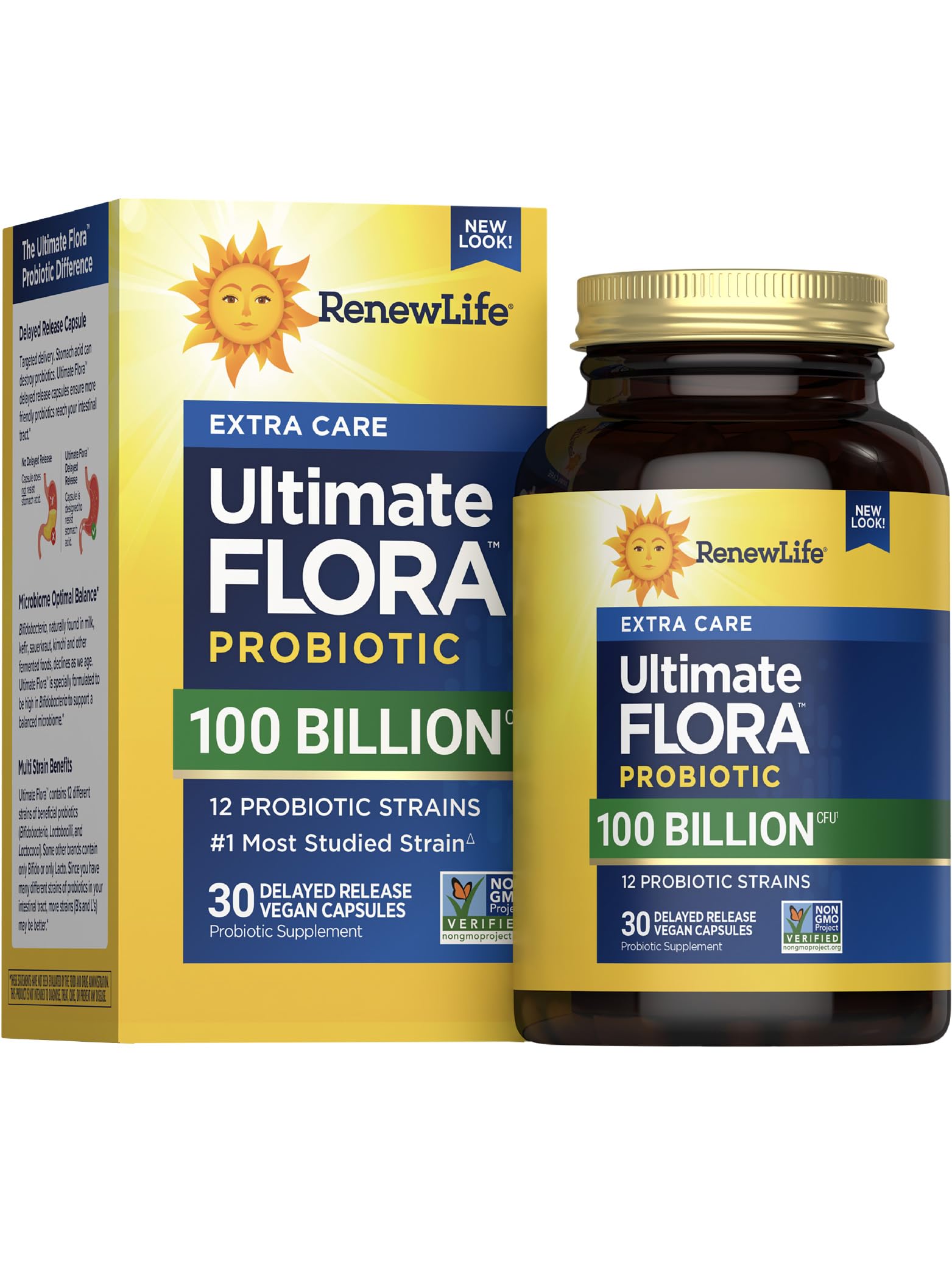Renew Life Ultimate Care Probiotic Capsules, Daily Supplement Supports Respiratory, Digestive and Immune Health, L. Rhamnosus GG, Dairy, Soy and gluten-free, 100 Billion CFU, 30 Count